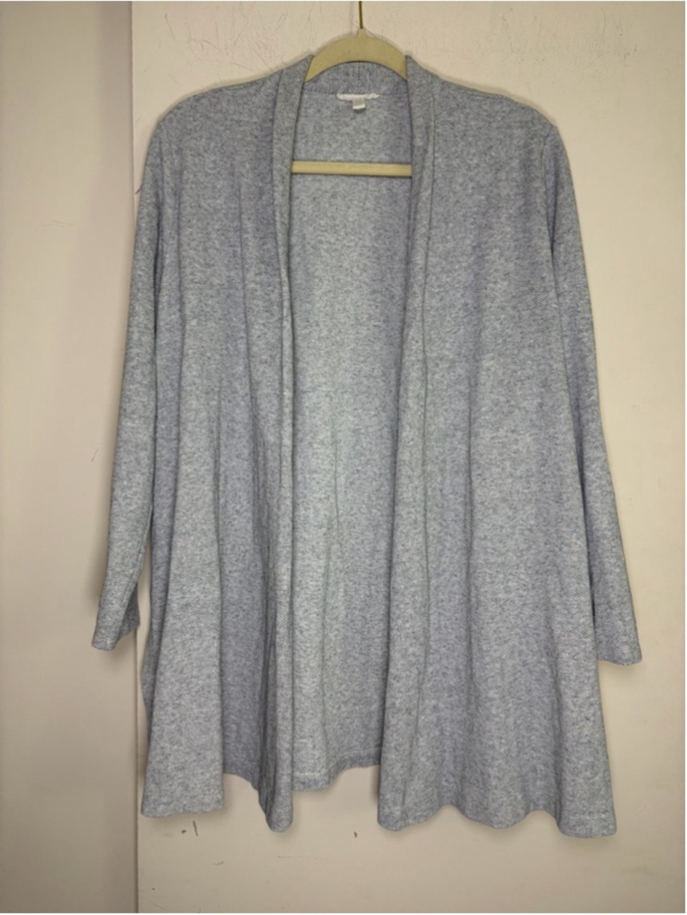 Eileen Fisher Chevron Knit Draped Open-Front Cardigan Size L